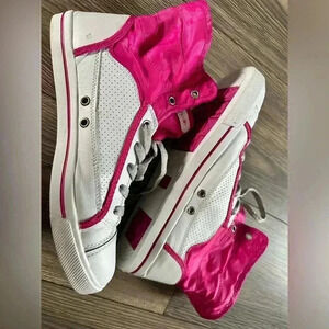 Women's GOT TA FLURT White w Pink Trim High Top Athletic Shoes Size 8.5 Leather